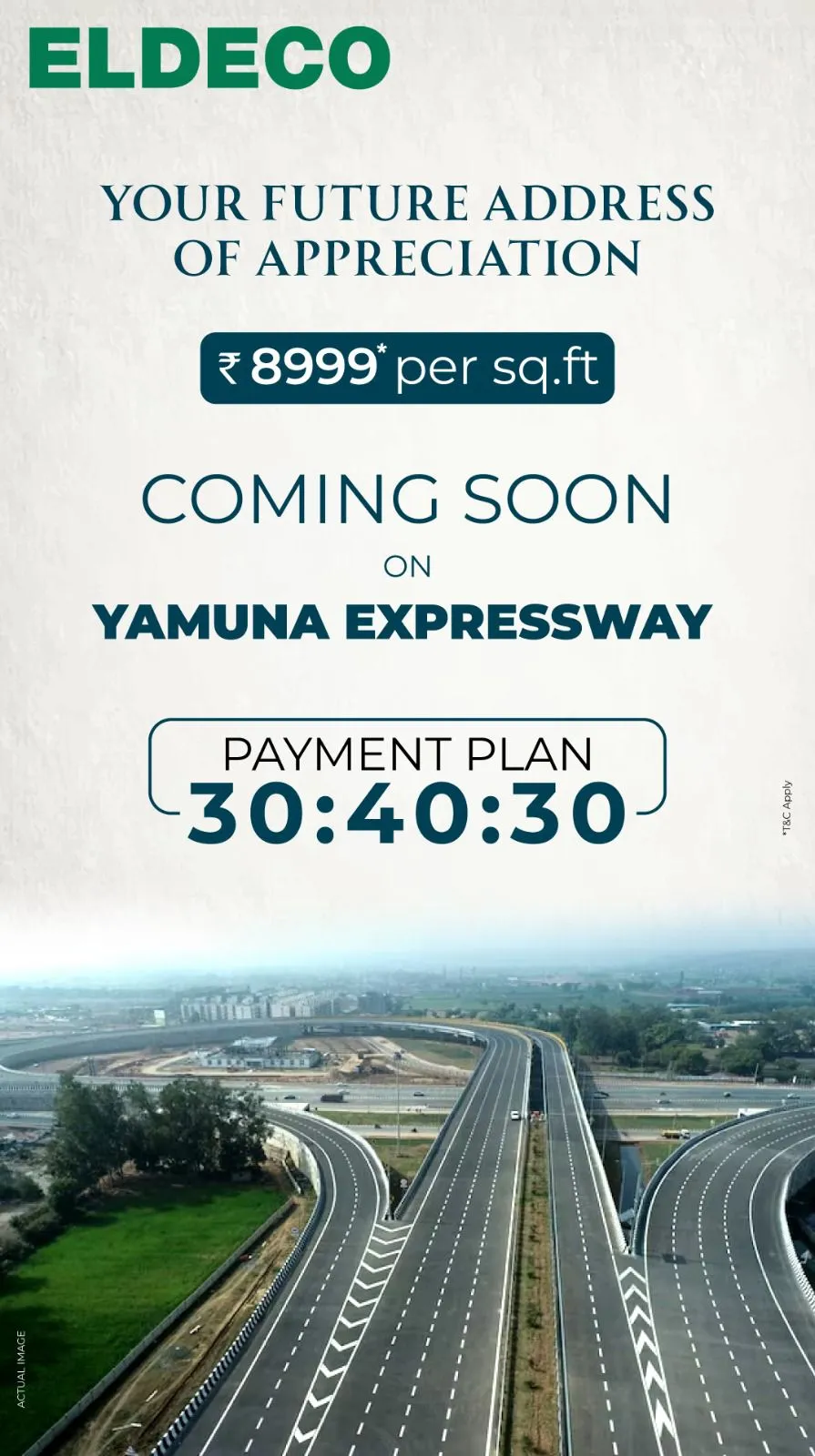 Yamuna Expressway aerial view near Eldeco Echoes of Eden Sector 22D Greater Noida